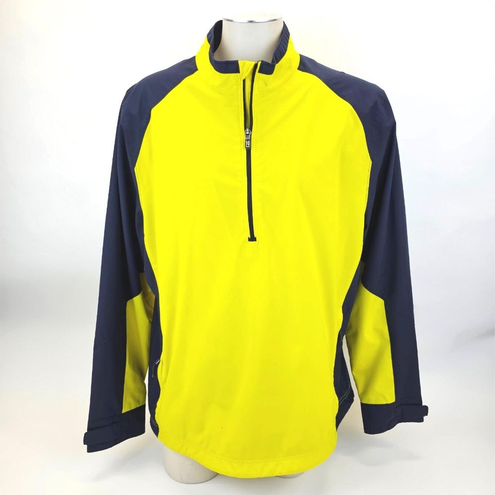 Cutter and Buck Mens Quarter Zip Pullover XL Golf Outdoors Blue Yellow
